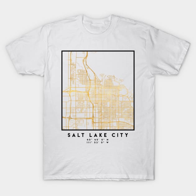 SALT LAKE CITY UTAH CITY STREET MAP ART T-Shirt by deificusArt